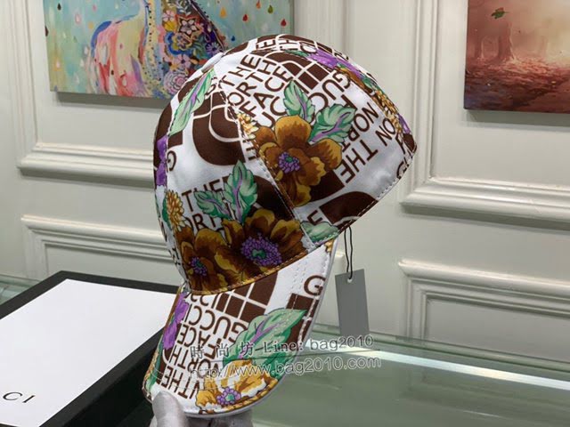 Gucci北面聯名款帽子 古馳男女同款小碎花棒球帽鴨舌帽  mm1719